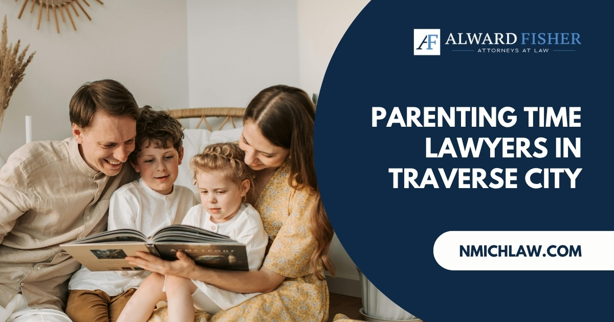 Parenting Time Lawyers in Traverse City, MI: a couple (parents) with their children